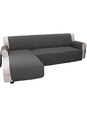 Reversible X-Large L-Shape Sectional Couch Cover - Dark Gray, Easy Care
